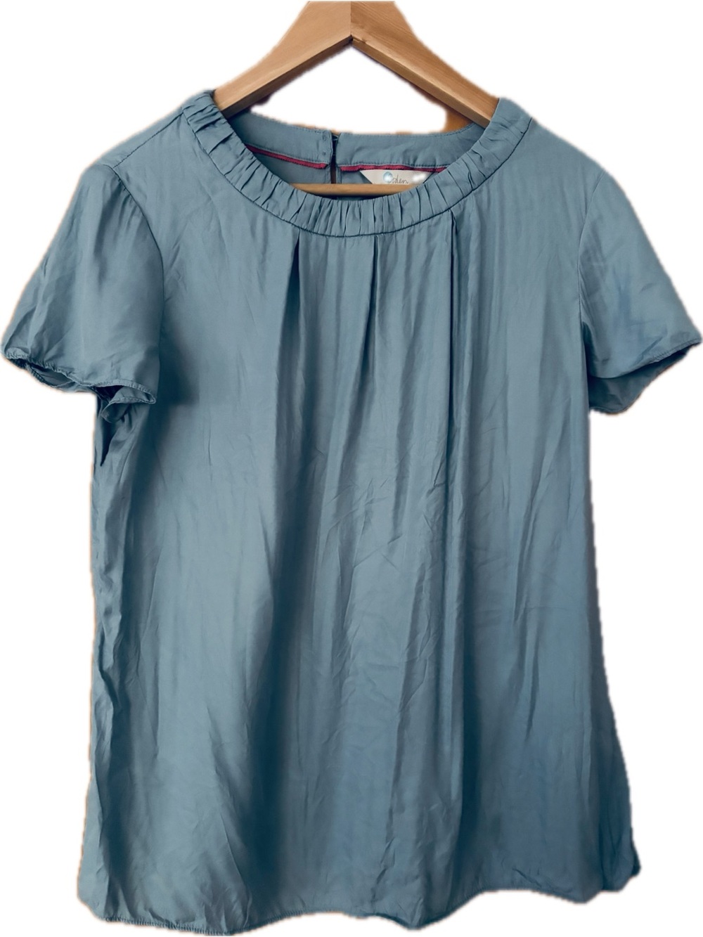 Boden Carey Silk Short Sleeve Blouse Quiet Luxury 10